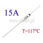 Bezpiecznik termiczny 117°C; 15A; axialny 