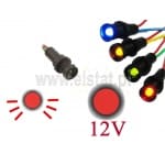 Kontrolka LED; fi 5mm; Uz= 12VDC; kolor czerwony ; migająca