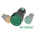 Woltomierz okrągły LED zielony 60-500V AC 
