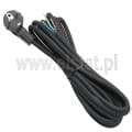 Kabel sieciowy; 5m ( 3x1,5mm ) czarny HQ z/u; kąt 