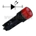   Sygnalizator dżwiękowy pulsujący,  LED migający, 16mm, 12V DC, klosz czerwony; ton przerywany 