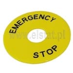 Tabliczka opisowa wyłącznika bezpieczeństwa; żółta; 22mm; ENEMERGENCY STOP 