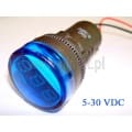 Woltomierz okrągły LED  niebieski  5-48VDC 28mm